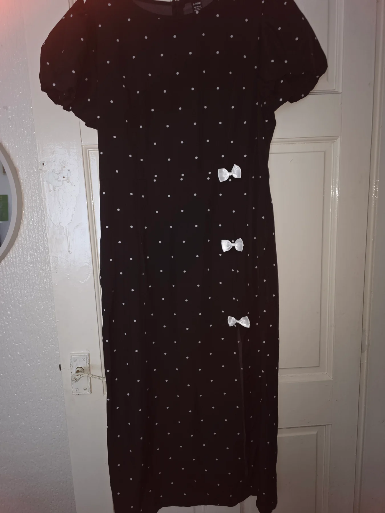 Black polka‑dot dress L