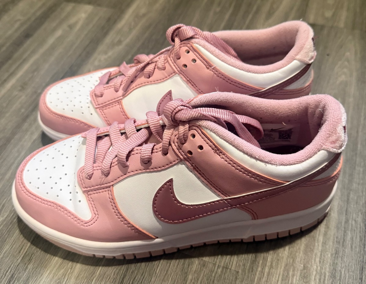 Nike Dunk Low Pink White Trainers UK 5 EU 38 Womens DD6485-600 Leather Sneakers