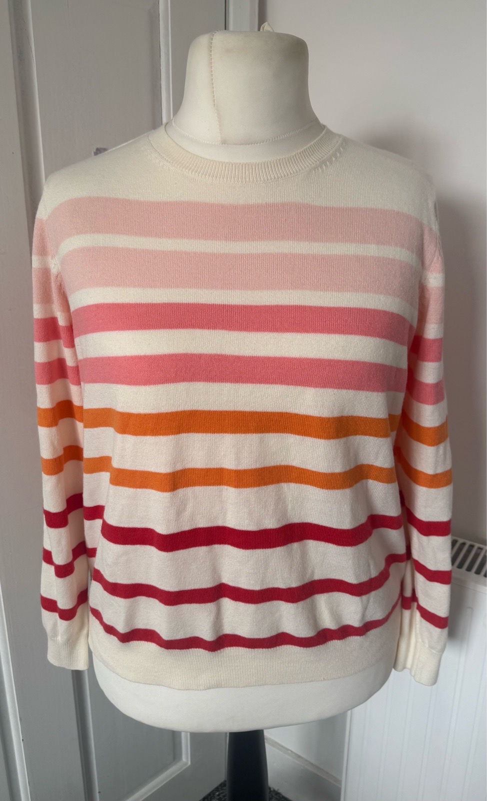 m&s collection striped jumper uk 18 cream pink orange red