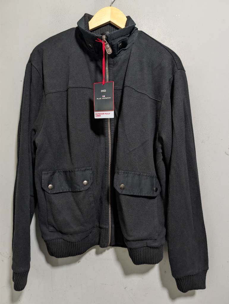 Marks and Spencer blue harbour zip up jacket black lined medium