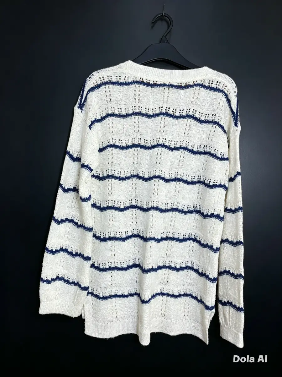 Falmer Heritage Cream & Navy Striped Open knitting jumper
