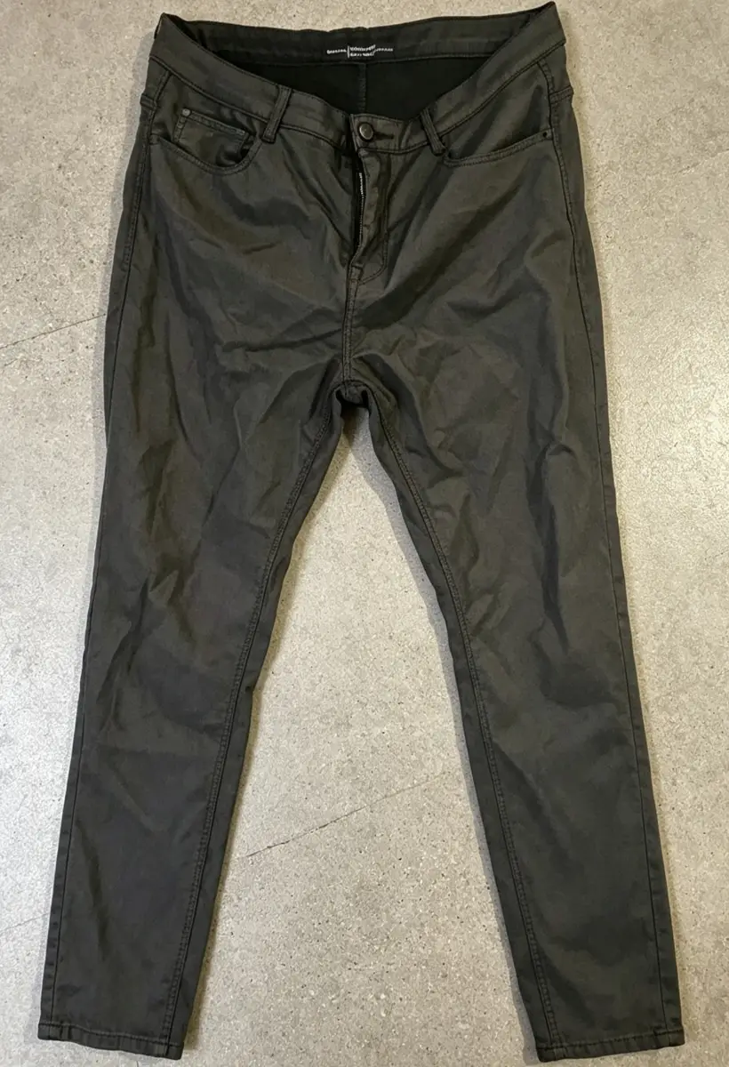 Stradivarius Black Faux Leather Trousers | UK 14 | High Waisted Skinny