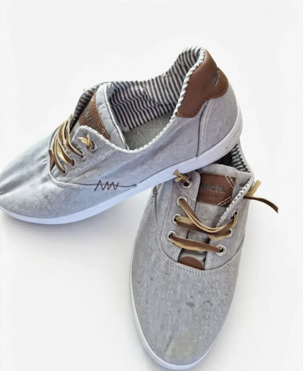 Bench slip-on trainers grey brown leather-look details decorative Lacing size 5