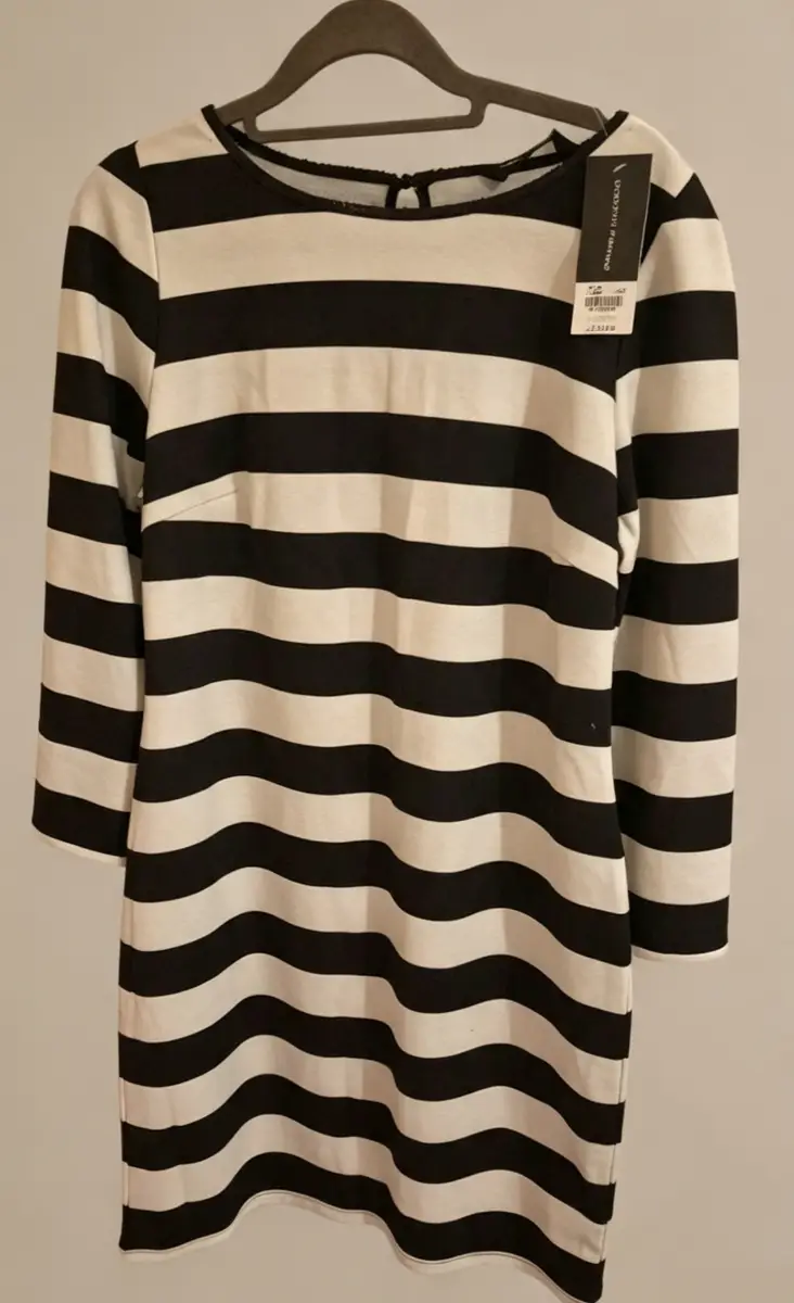 Dorothy Perkins Striped Bodycon Dress | UK 12 | Black & White 3/4 Sleeve BNWT