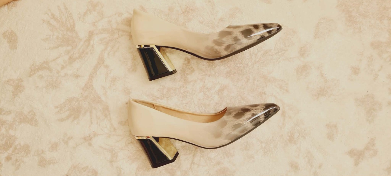 Women’s leopard pointed toe block heel court shoes elegant pumps UK 4 / EU 37