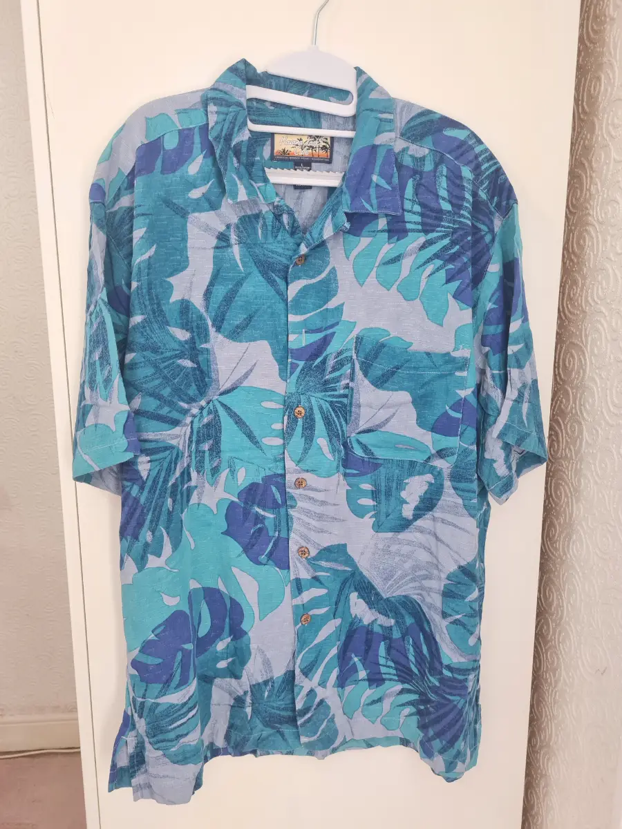 Havana Jacks Cafe 100% rayon hawaiian shirt tropical leaf aloha L