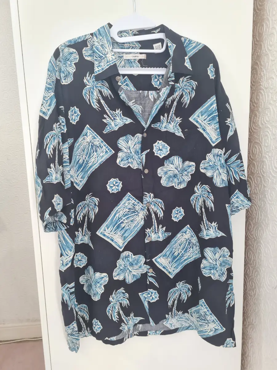 Moda Campia Moda 100% rayon hawaiian shirt tropical palm tree aloha XL