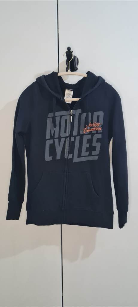 Harley Davidson Women's Black Zip Up Hoodie Size XS Motorcycles Graphic Biker Sweatshirt
