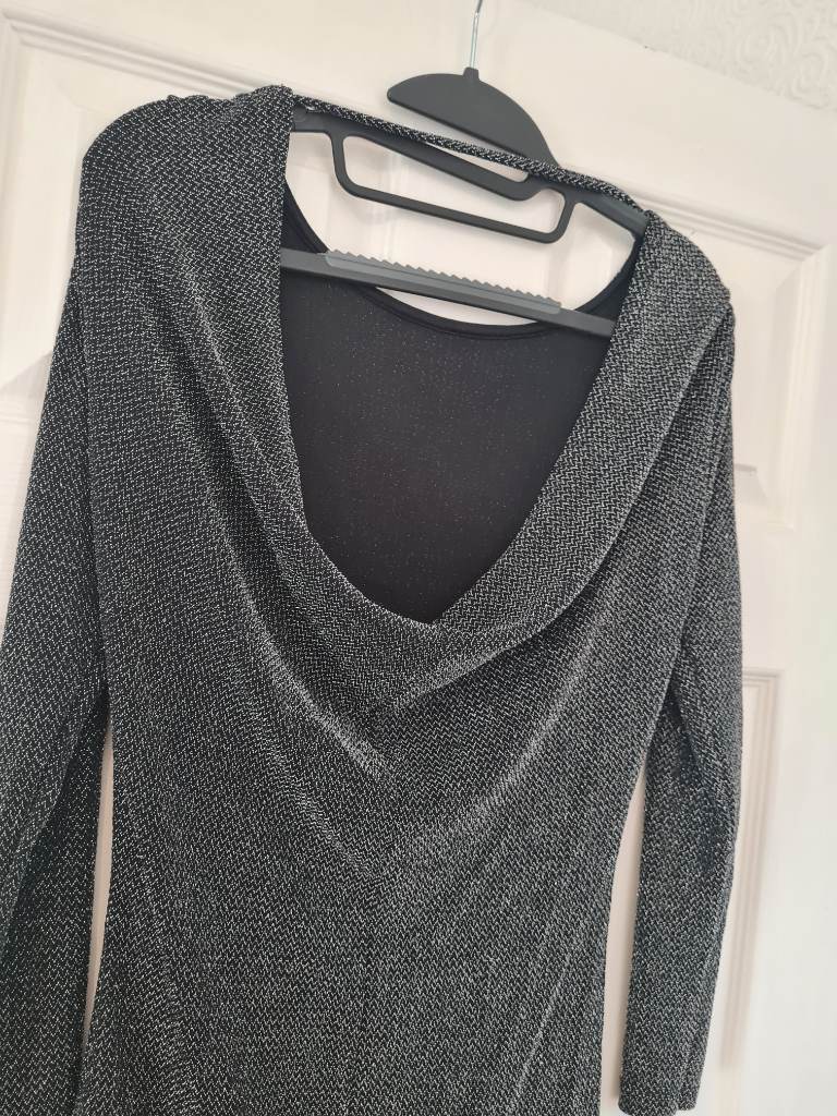 River Island glitter bodycon mini dress sparkle party evening UK 12