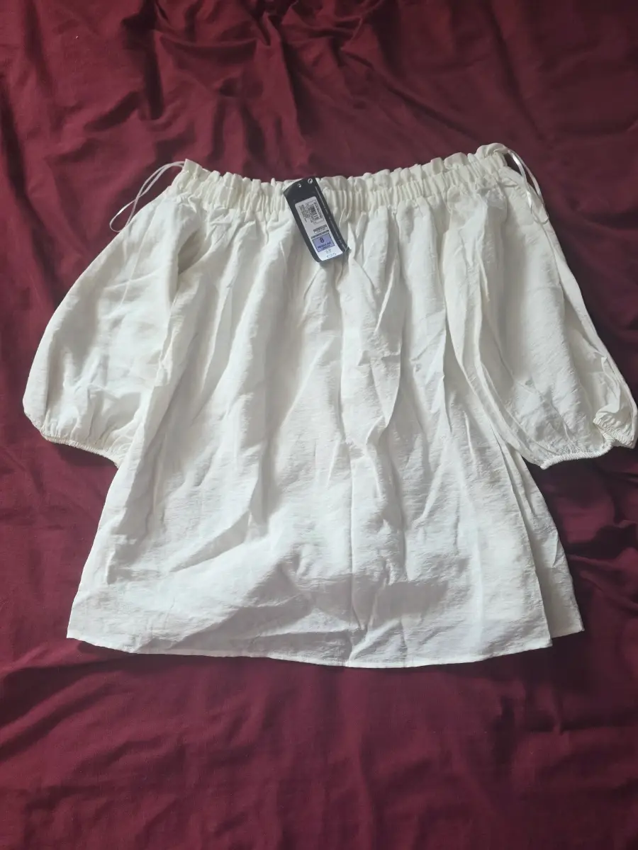 M&S Collection Ivory Off-The-Shoulder Bardot Top - Size 8