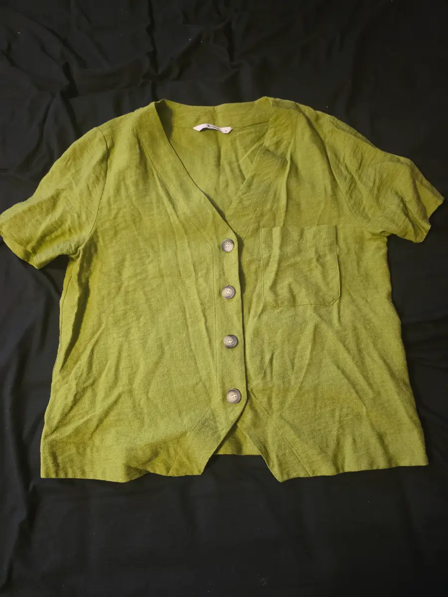 ​Tu Woman Lime Green Short Sleeve Button-Up Top / Size 10