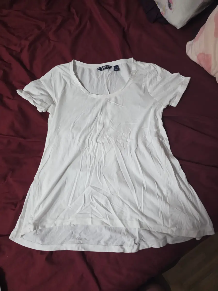 Lands' End White High-Low T-Shirt - Size S / UK 10-12