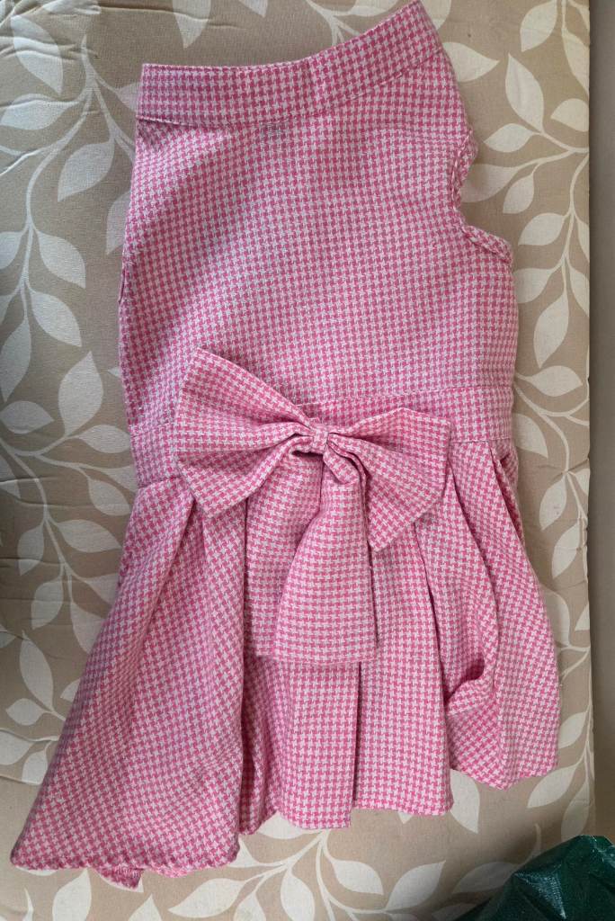 Pink Gingham Dog Dress L/ 18.5" chest