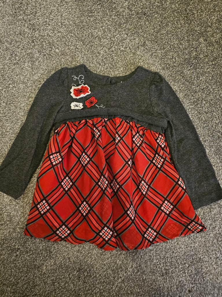 Kids headquarters size 18 months red tartan plad dress