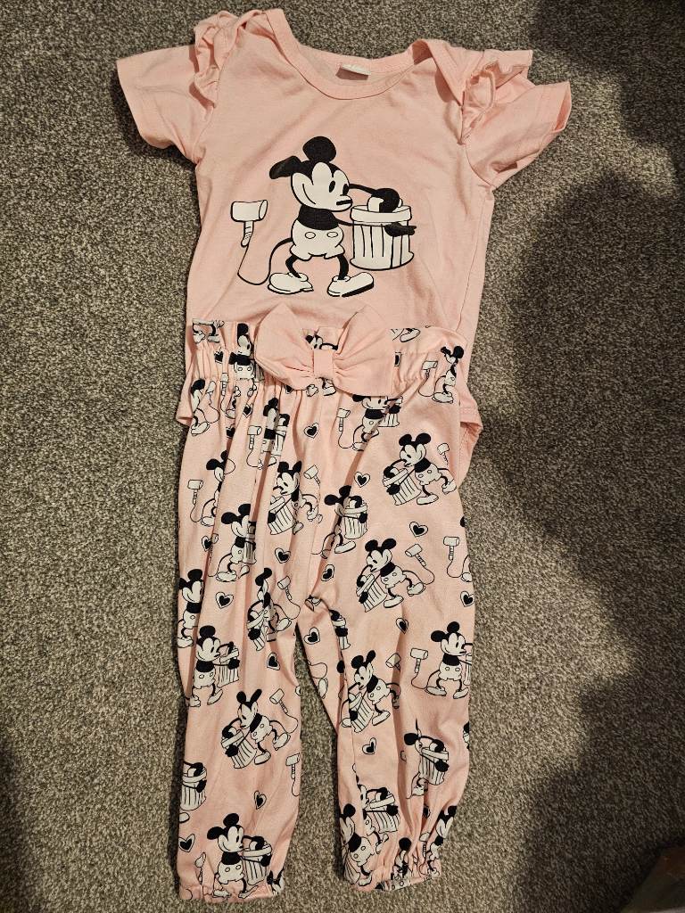 12-18 months mickey mouse 2 piece set girls pink