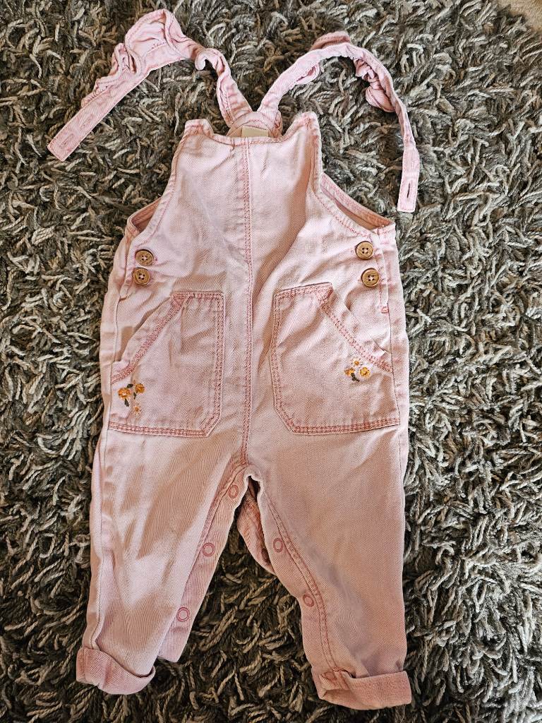 Next 9-12 months pink dungarees.