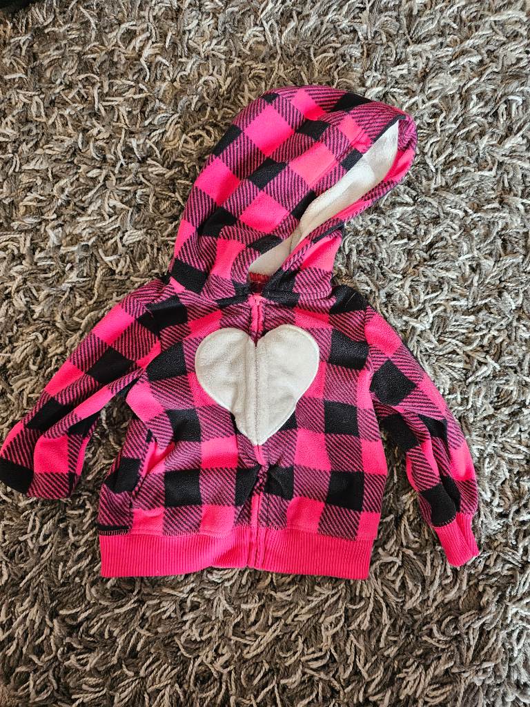 Cheque plad pink heart girls jacket carter's 9 months
