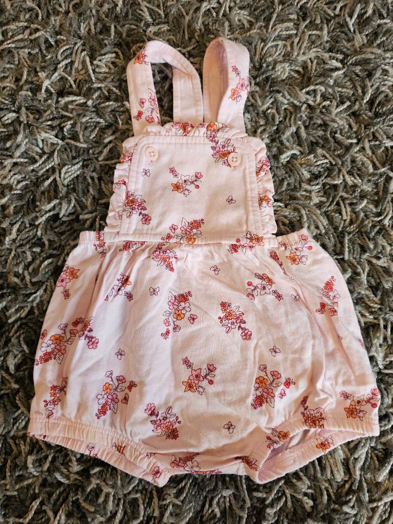 Little nutmeg 6-9 months girls flower pink romper