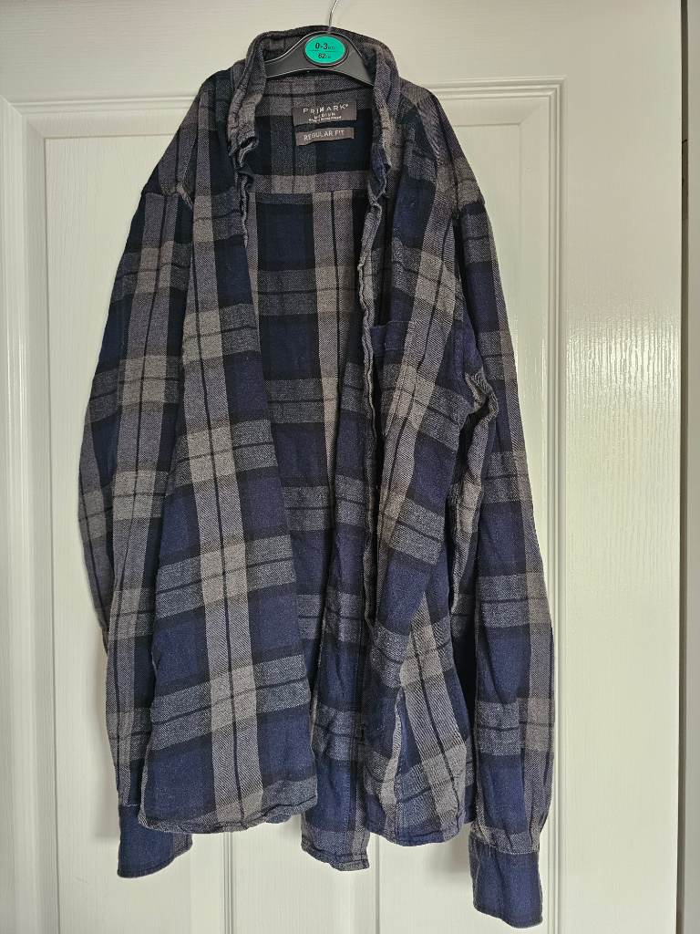 Primark regular fit medium blue plad shirt mens