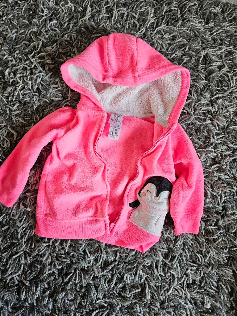 Carter's 9 months hoodie girls pink penguin