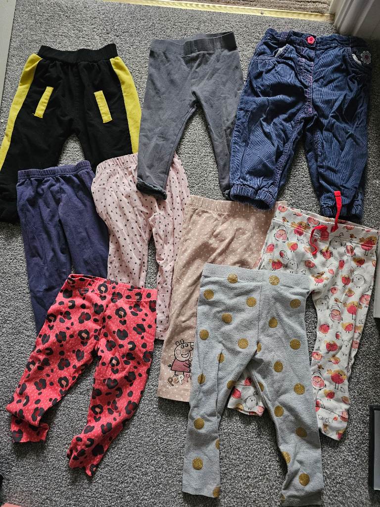 Job lot bundle x9 leggings / trousers 9-12 months