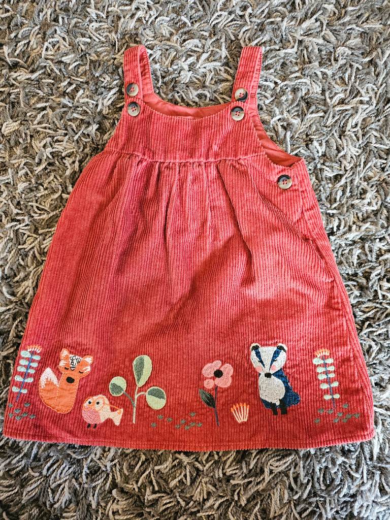 M&S cord style dungaree dress 9-12 months