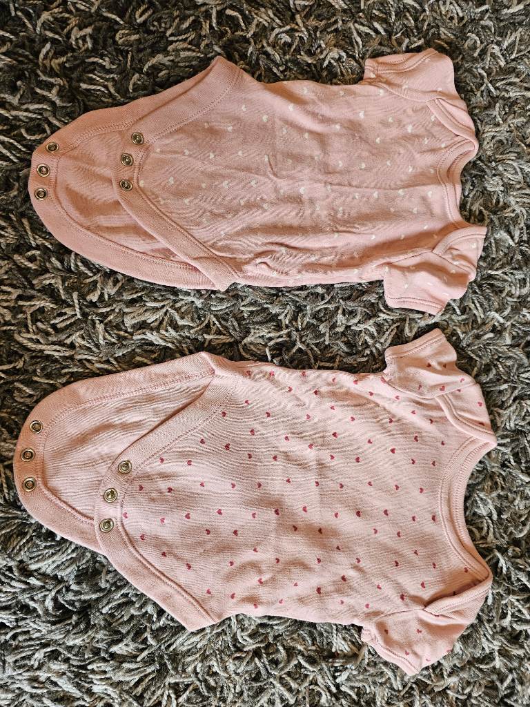 Vests 3-6 months x2 hearts baby girl George