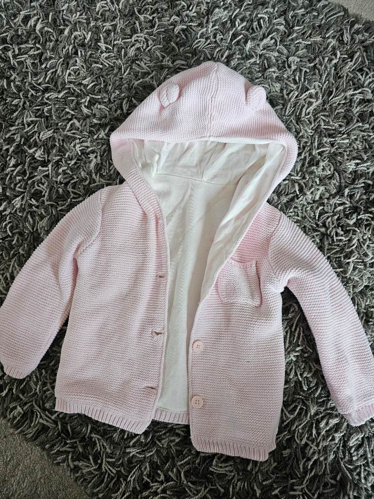 Matalan thick girls cardigan 9-12 months with ears.