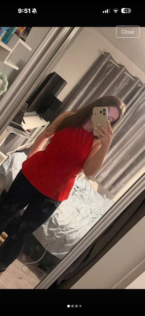 Red halter neck top