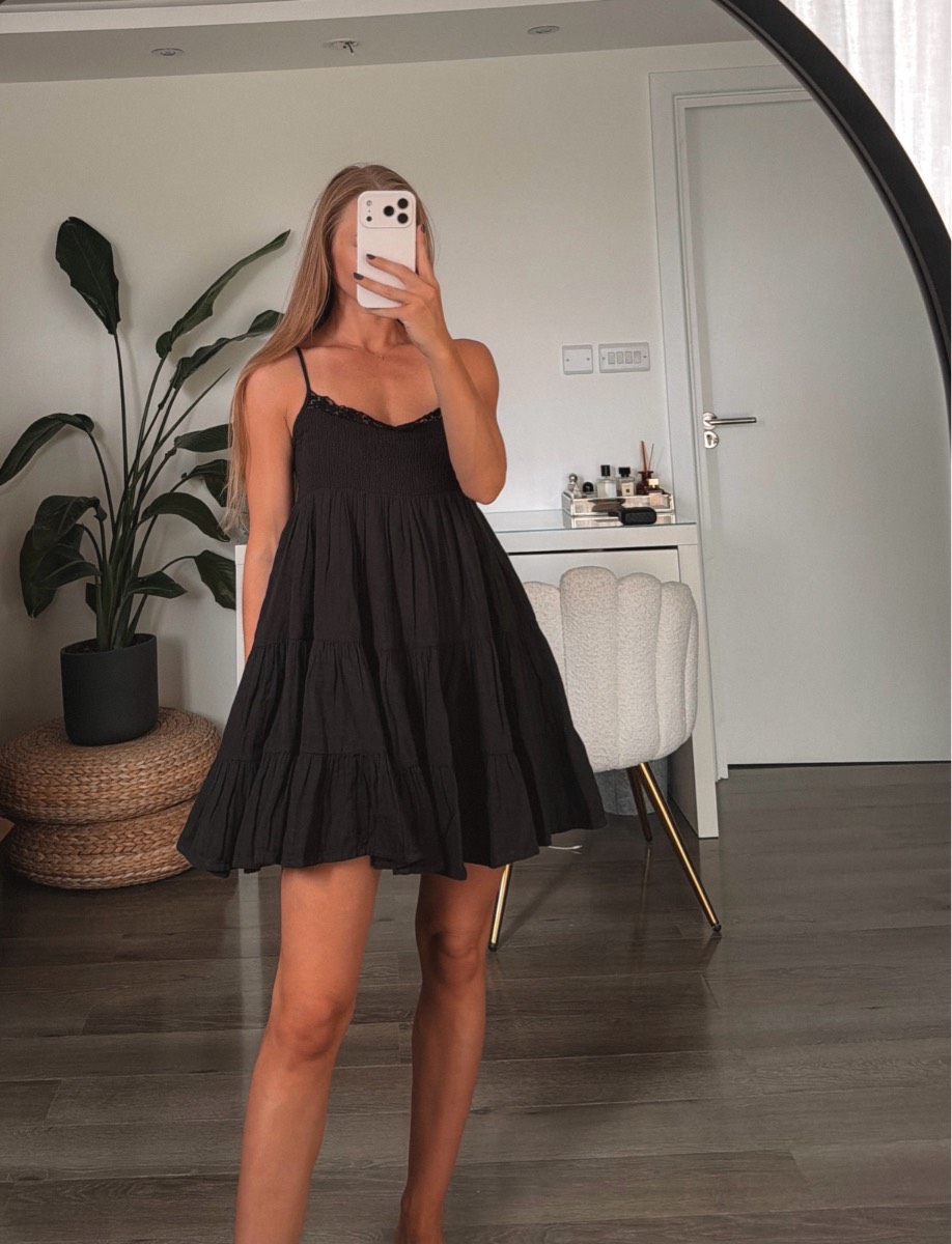Zara mini black tiered dress