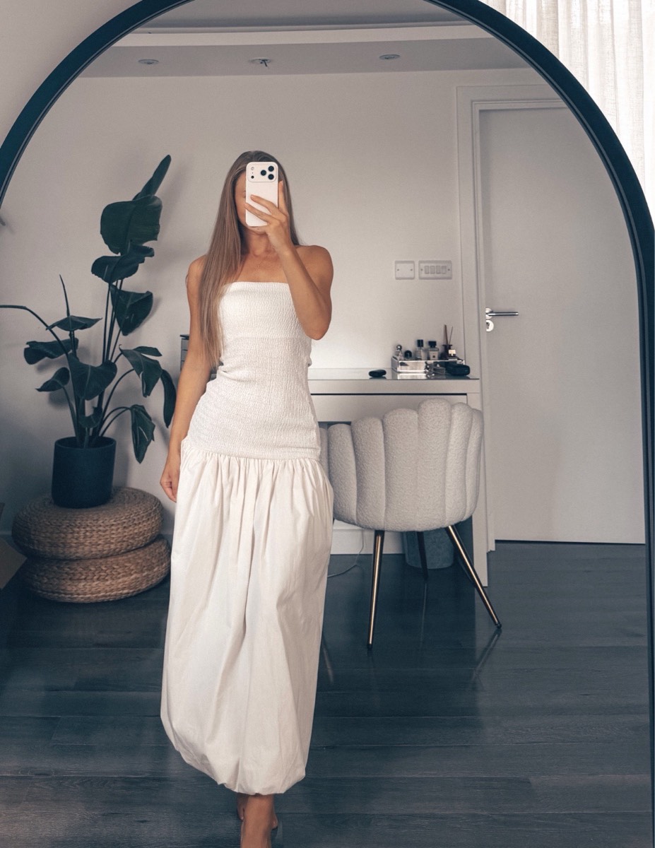 Zara combined balloon hem textured dress