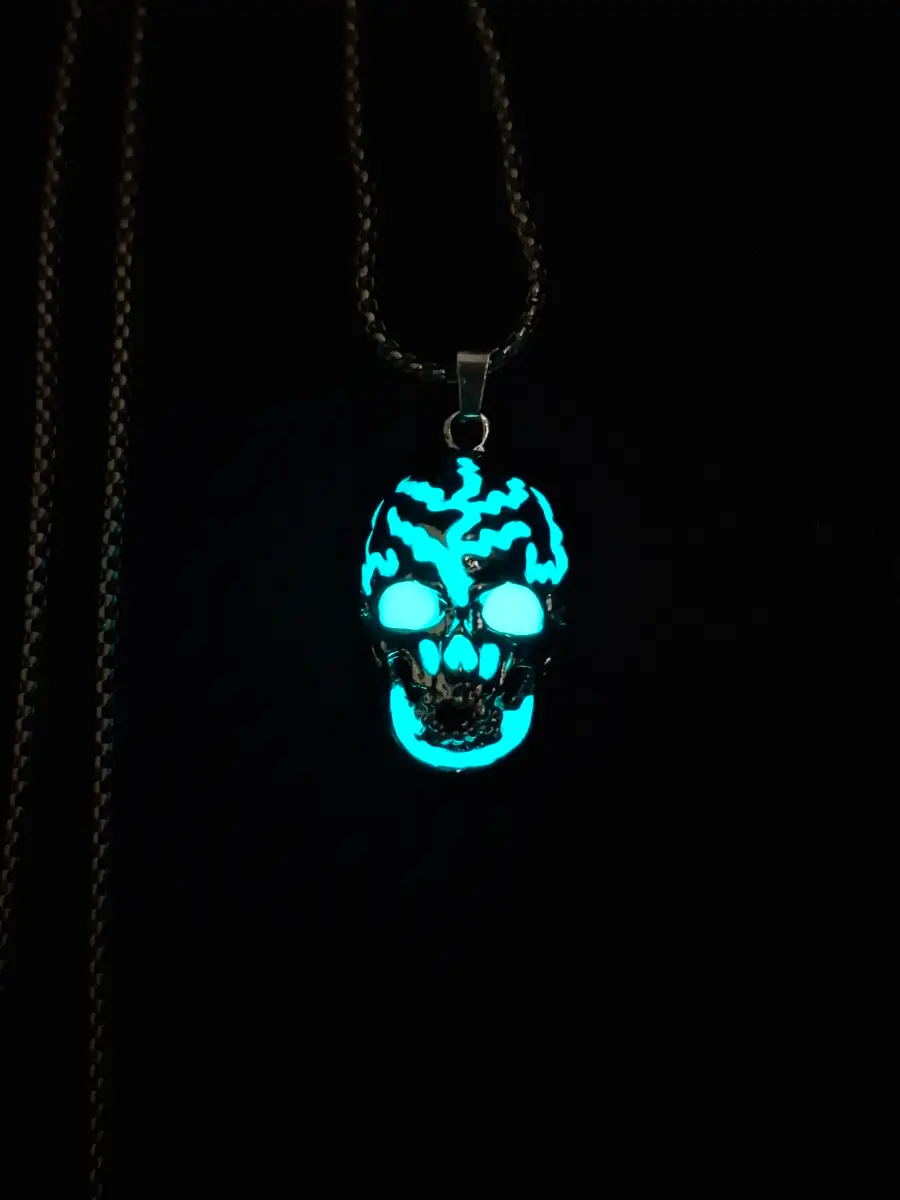 Turquoise Luminous Glow in the Dark Necklace Halloween Gothic Alternative Stylish