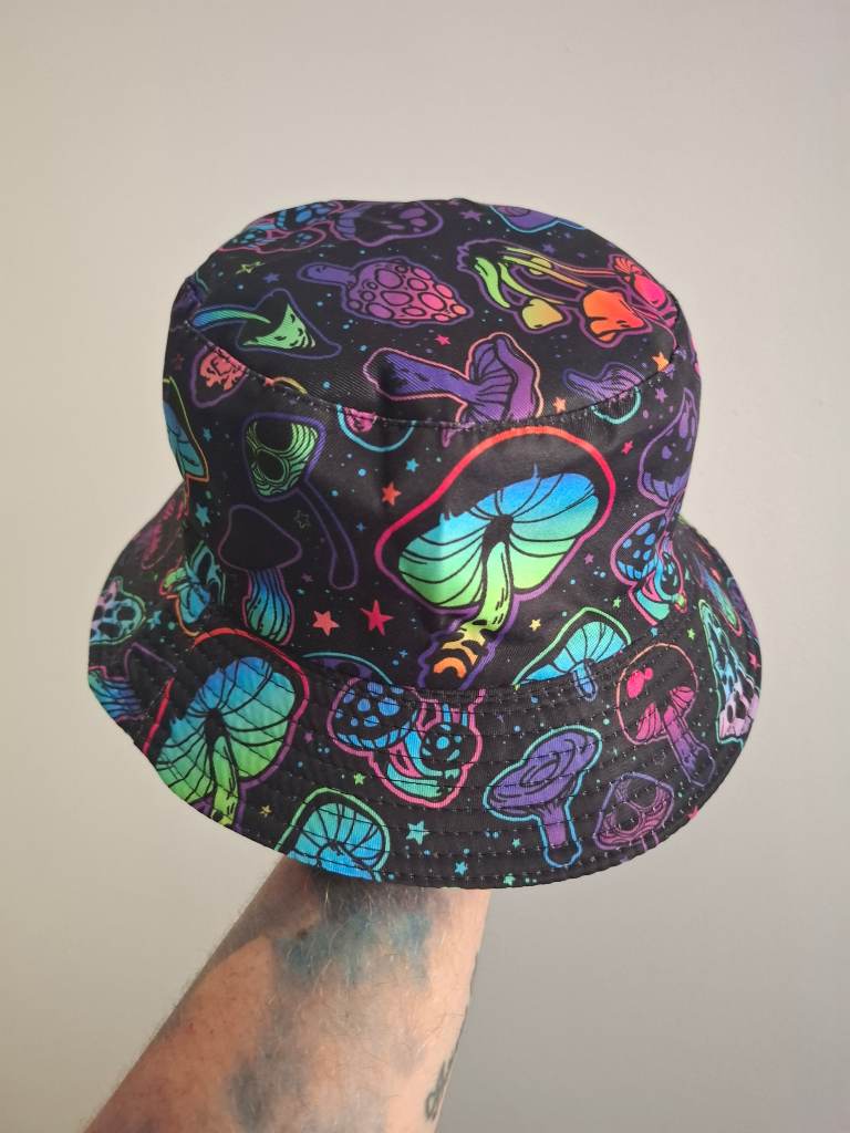 mushroom festival rave bucket hat adults