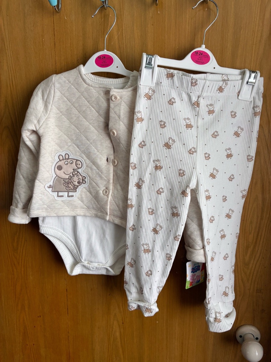 Peppa Pig size 3-piece cardigan,bodysuit & trousers outfit 18-24 months new