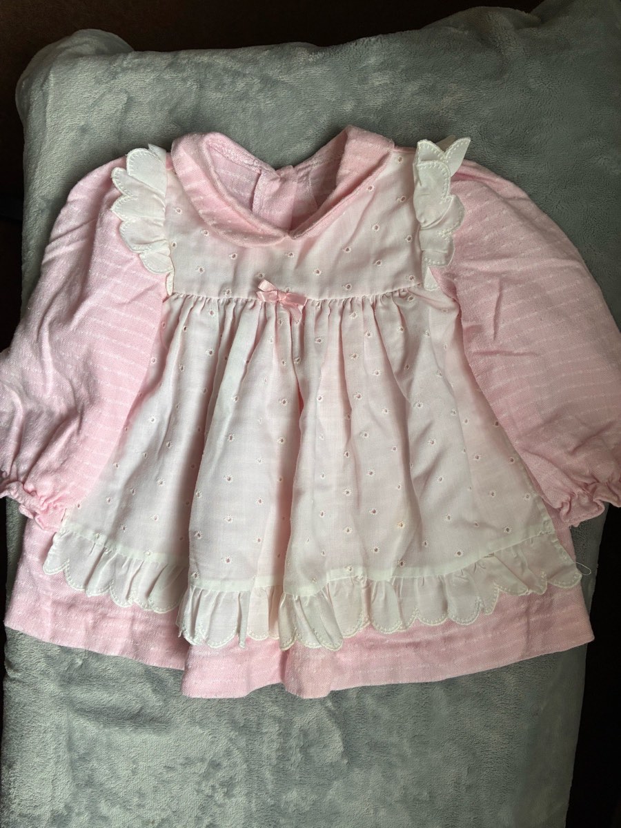 Early 90s Baby pink smock dress vintage Under 12 months