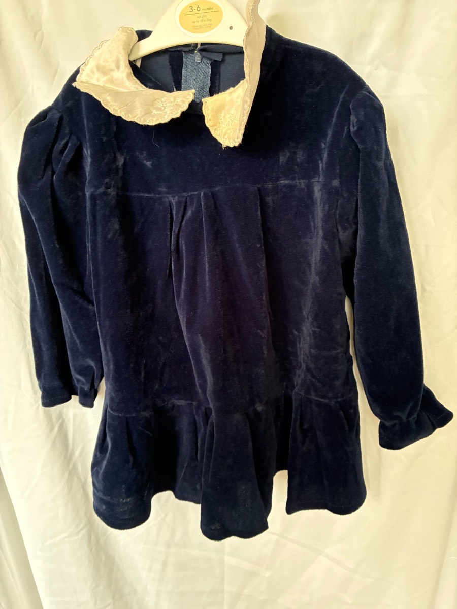 Vintage early 90s Navy dress zip & collar 18-24 months
