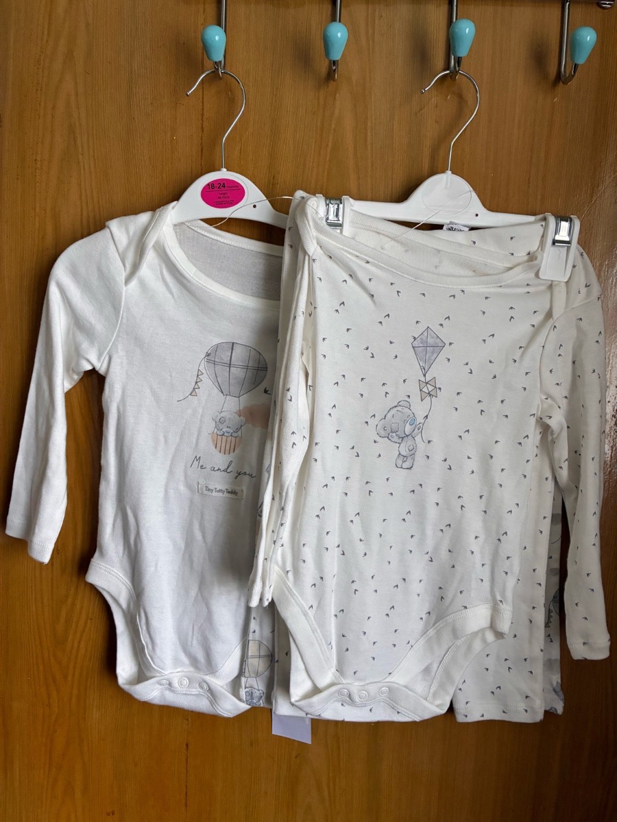 Baby tatty bear long sleeve bodysuits vests x2 &trousers18-24 months old