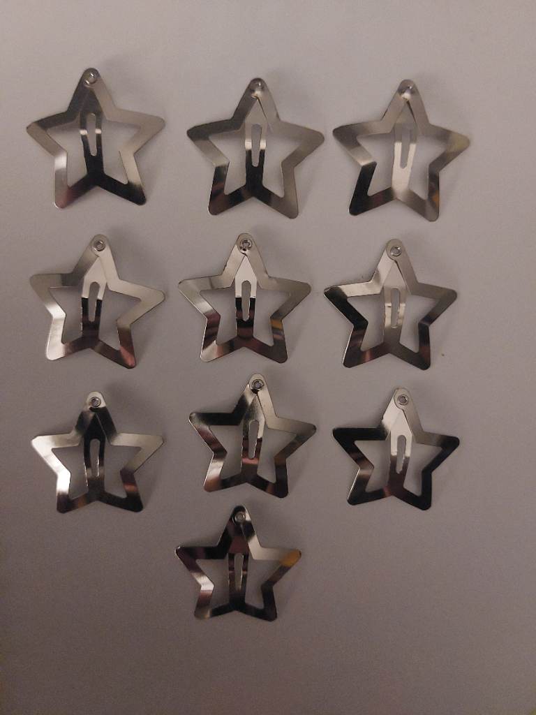 10 silver star hair clips