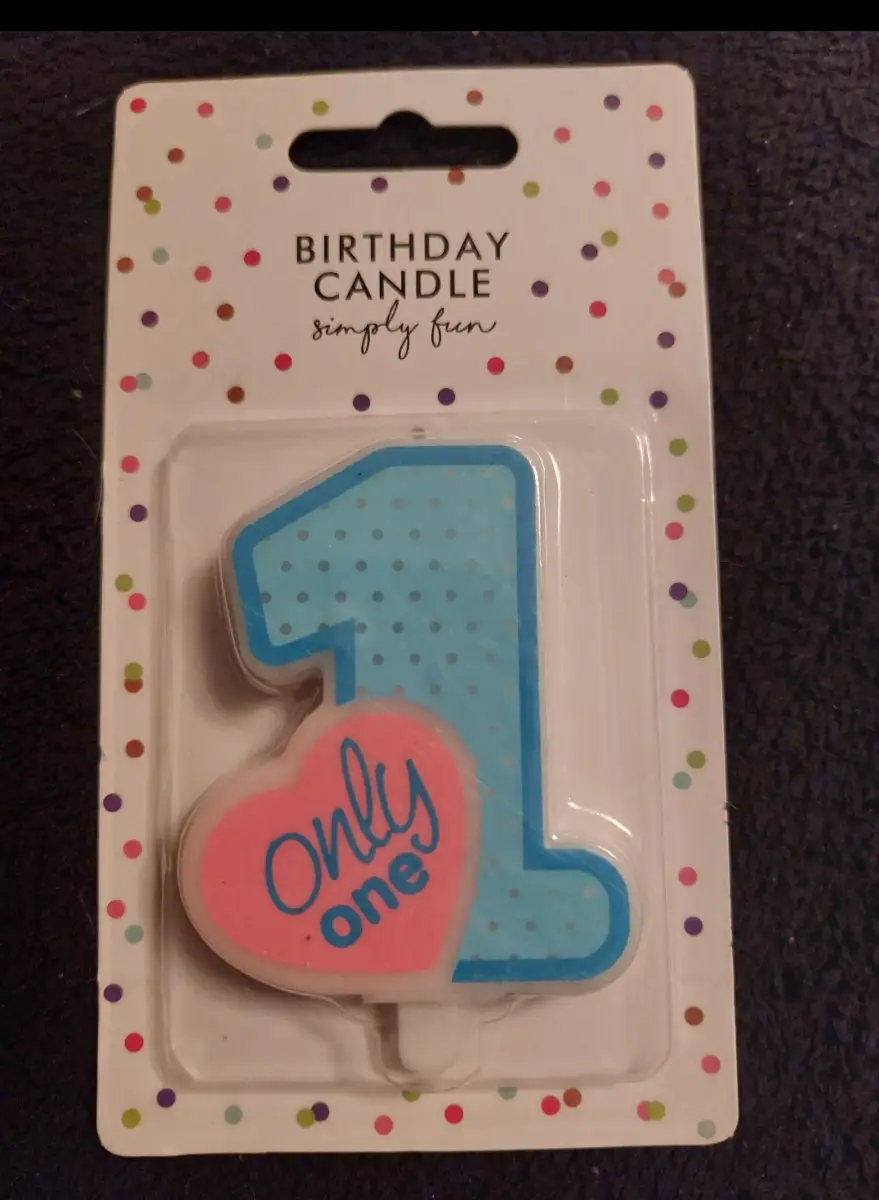 blue number 1 candle
