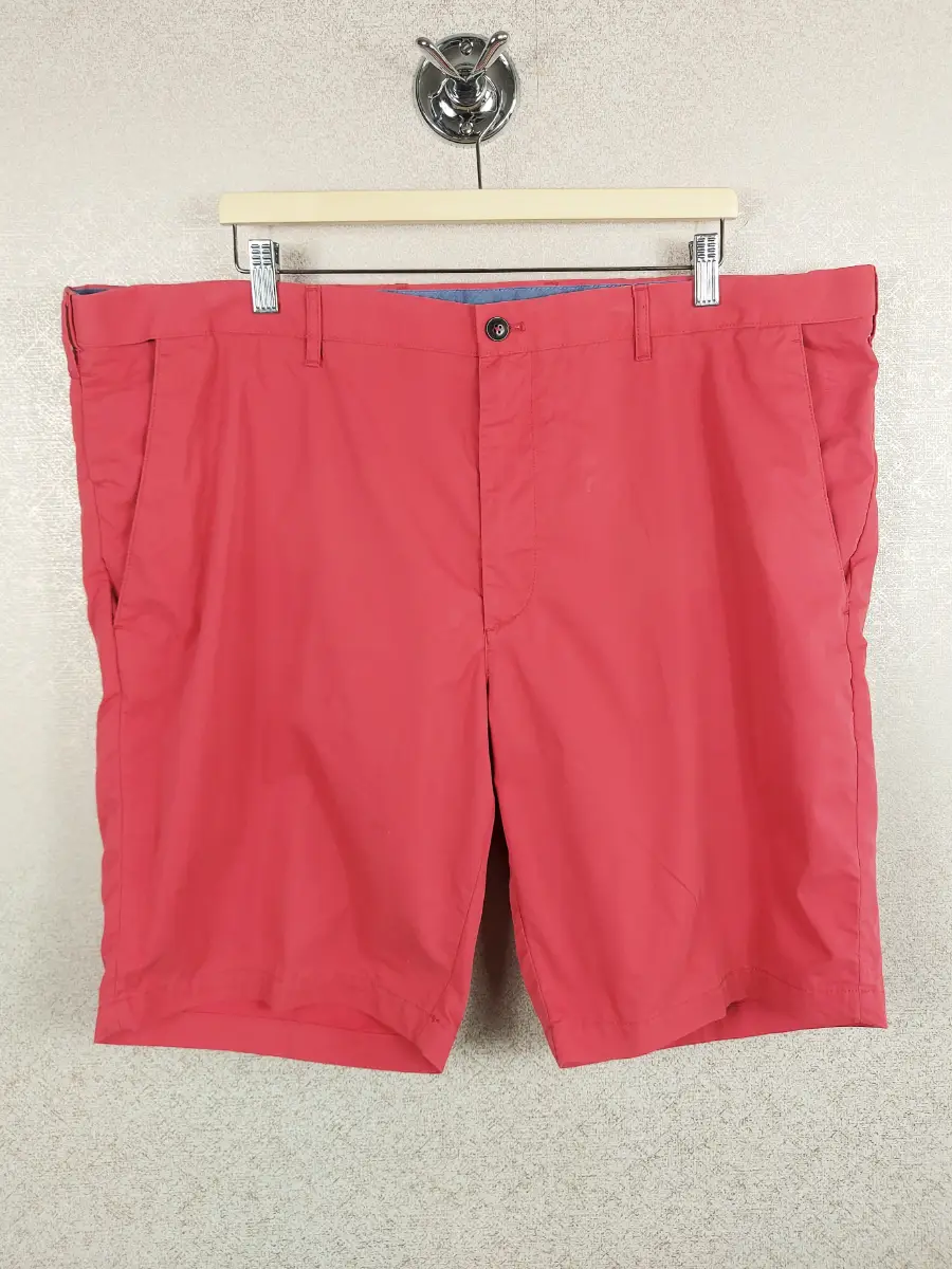 M&S Men's Chino Shorts W44 Coral Pink Marks Spencer Cotton Blend Casual Golf VGC
