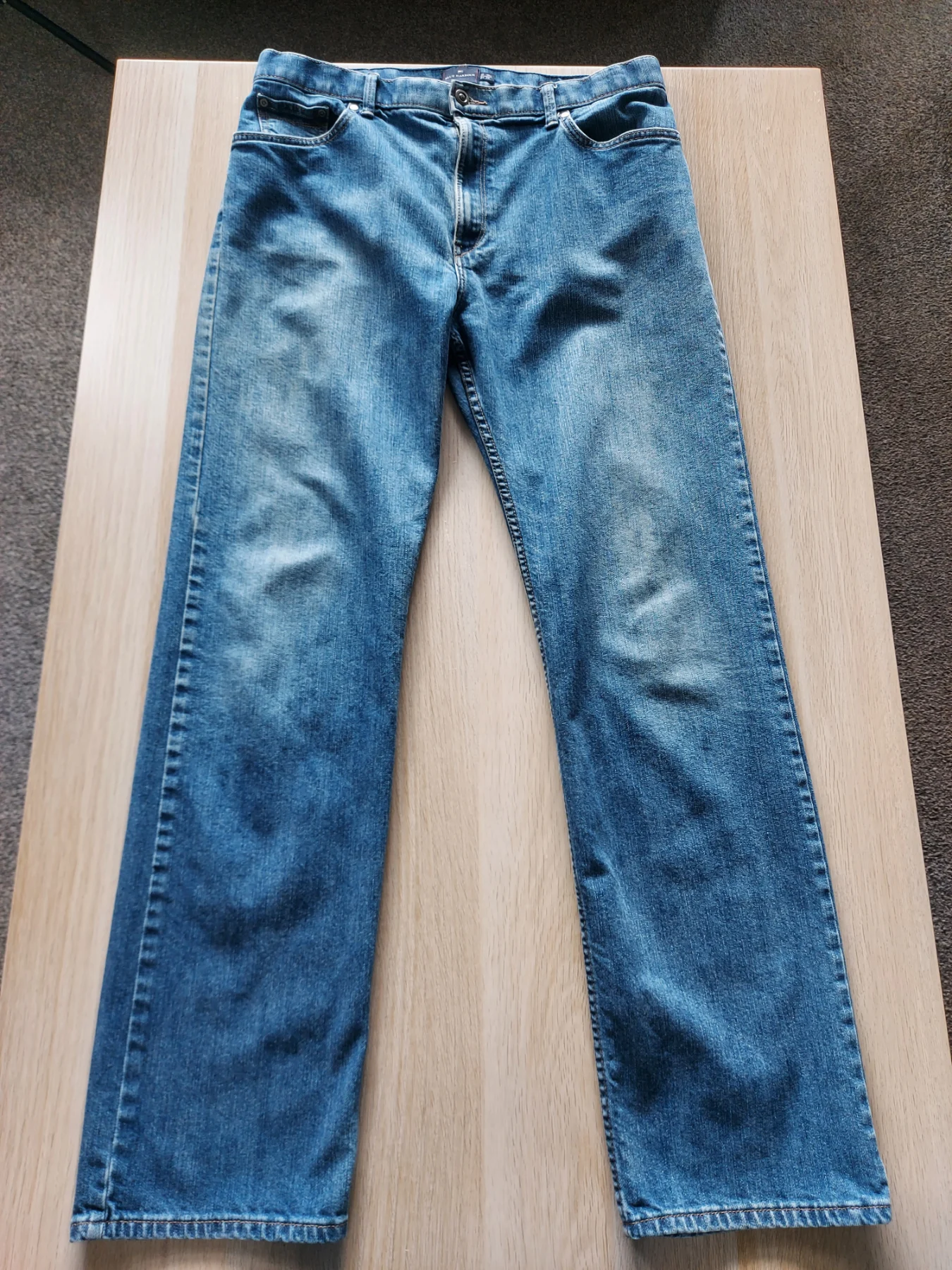 M&S Blue Harbour Stormwear Men Straight Leg Jeans Mid Blue Denim W36 L33 36×33