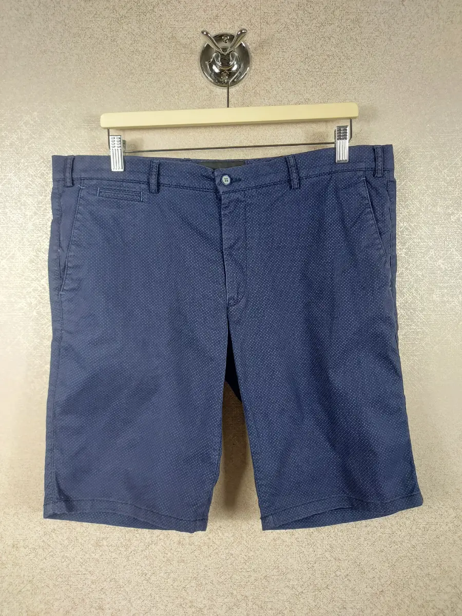Remus Uomo Emilio Navy Chino Shorts 38 R Men's Blue Textured Tailored Cotton 38R