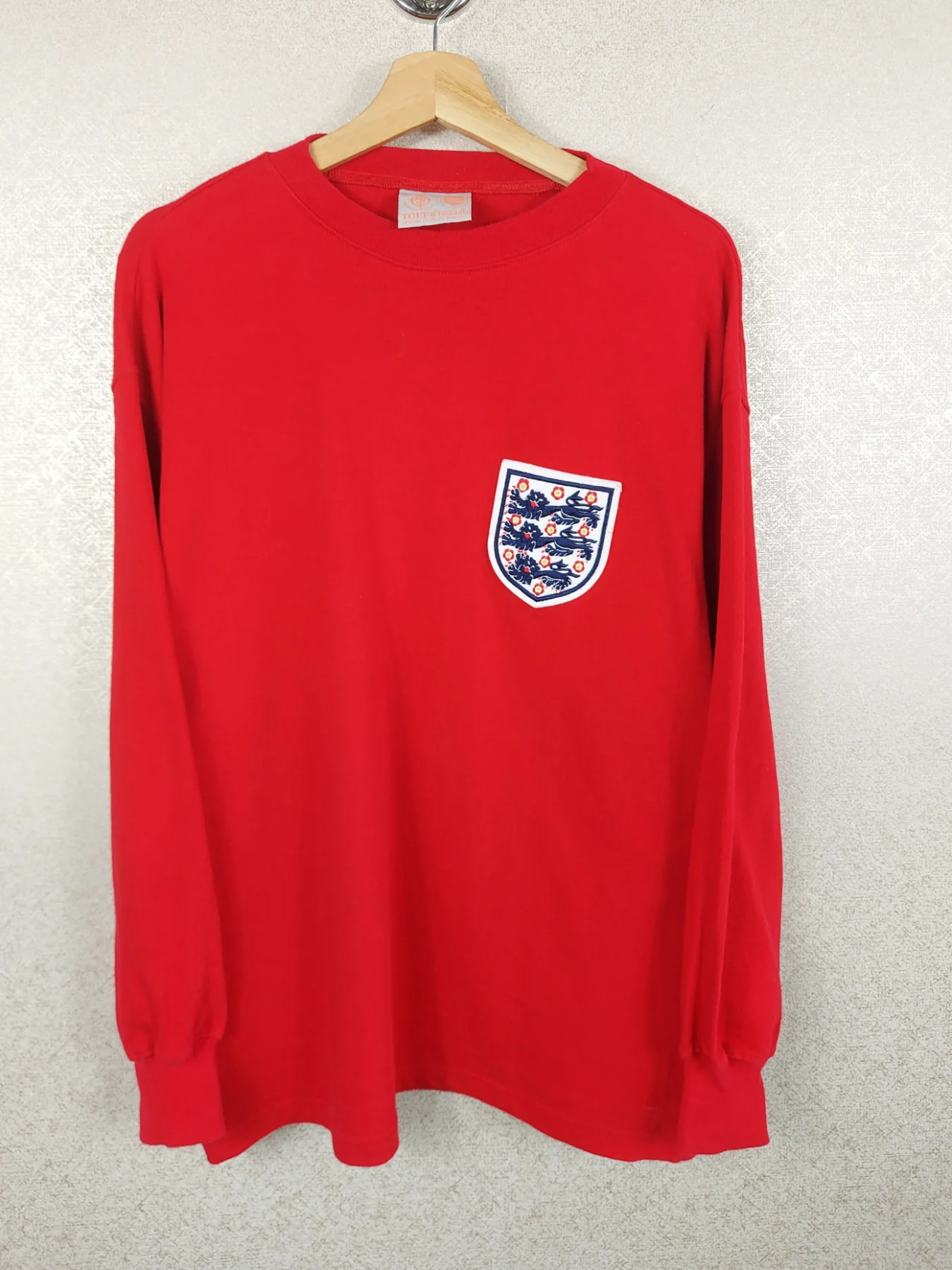 Toffs England 1966 World Cup Retro Football Shirt Red Away Long Sleeve Large L