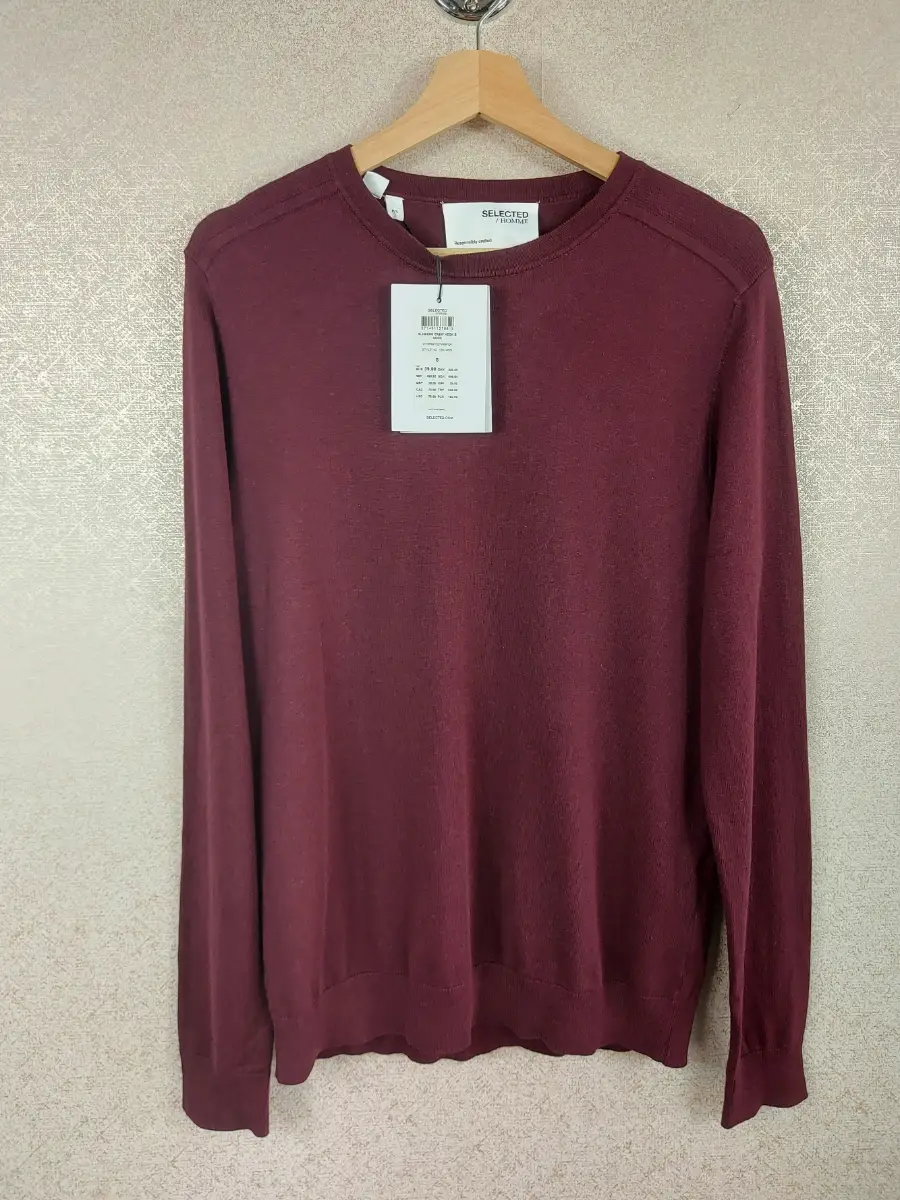 Selected Homme Men's Jumper Burgundy Crew Neck Knit Sweater BNWT Size S UK Small