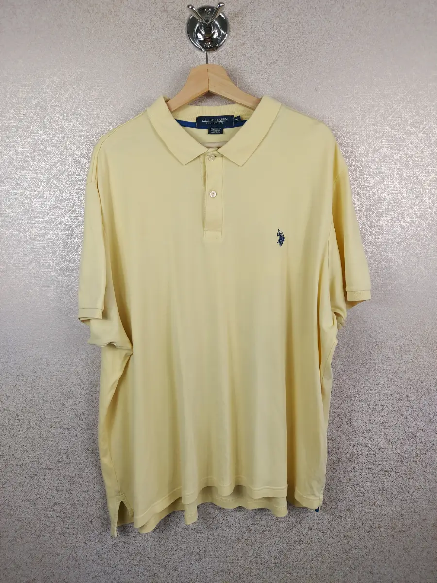 US Polo Assn Mens Luxury Feel Soft Polo Shirt Light Pastel Yellow Classic XL VGC