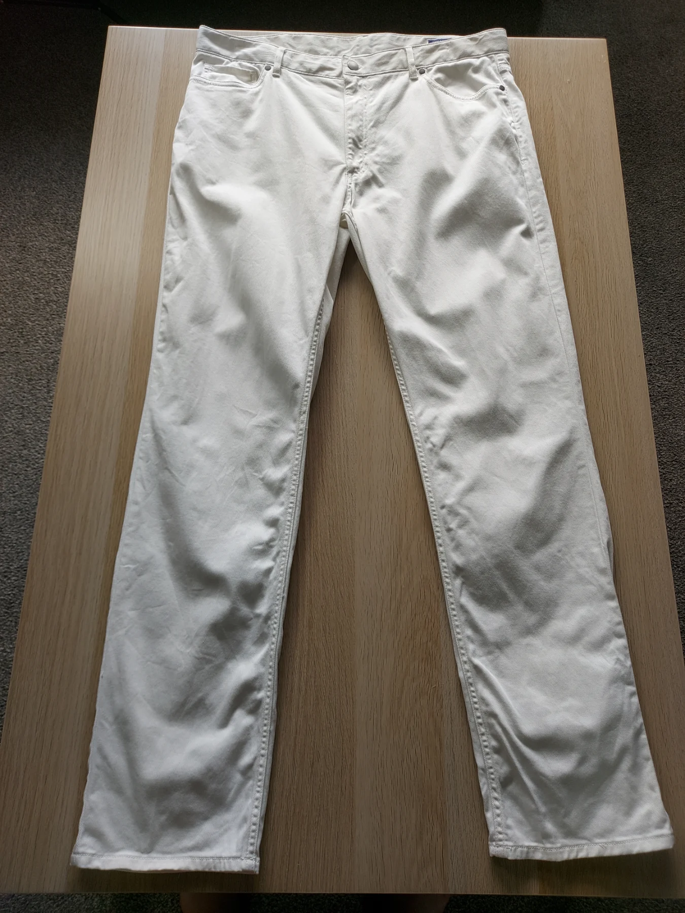 Charles Tyrwhitt Mens Classic Fit White Jeans Stretch Denim Trousers Pants 36 34
