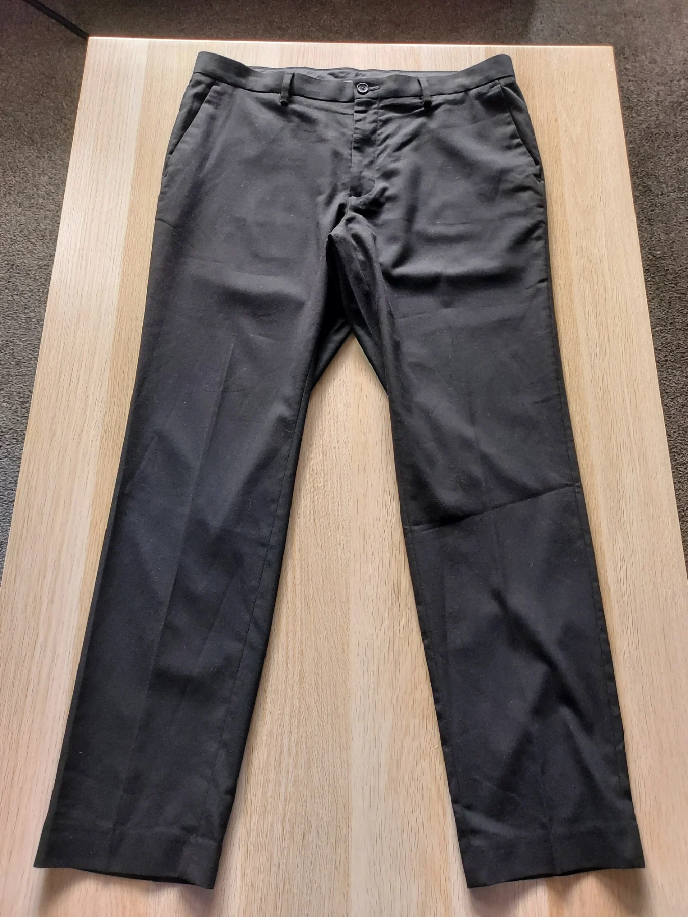 M&S Men's Slim Fit Dress Trousers Black 36 R Smart Work Office Suit Pants L31