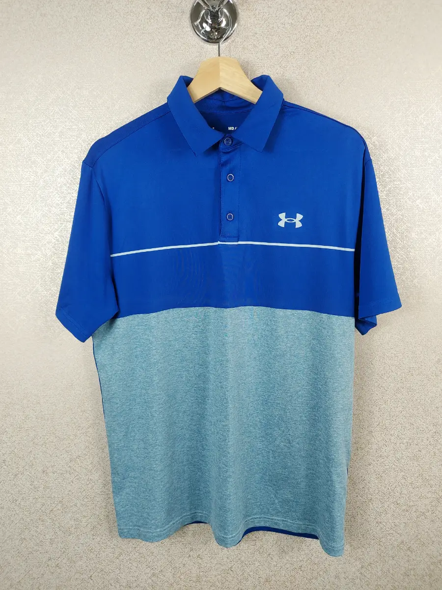 Under Armour Men's Playoff 2.0 Low Round Golf Polo Shirt Blue Size M Medium VGC