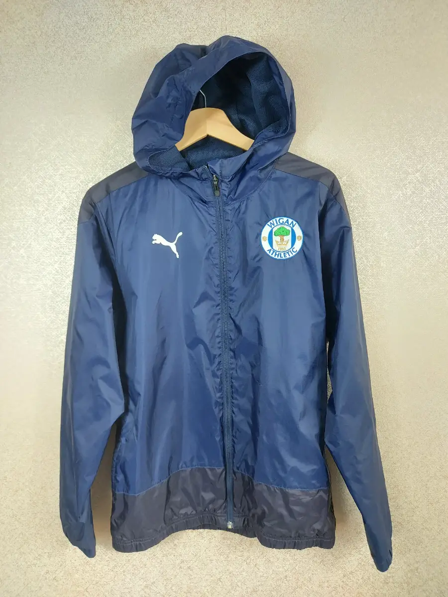 Puma Wigan Athletic FC Rain Jacket 2017/18 Blue Mens Football Training Coat S
