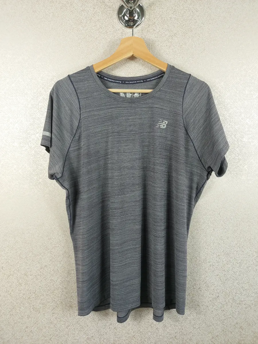 Women's New Balance Grey Space Dye Gym Running T-Shirt / Top - Size XL